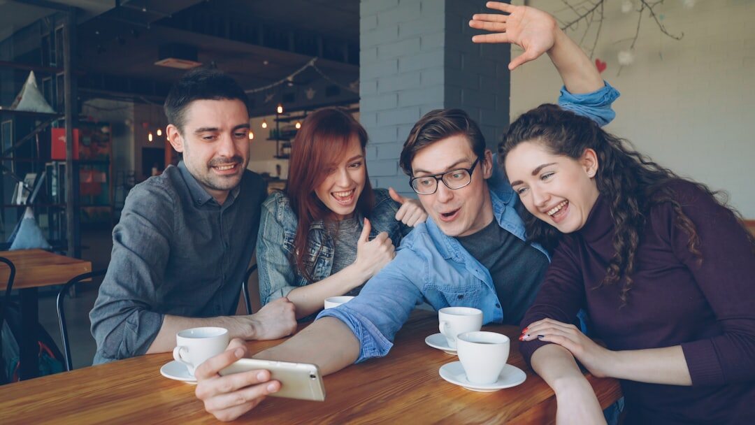 group of friends discussing online